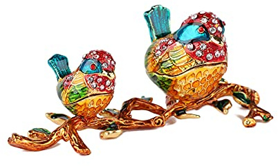 FASSLINO Cute Birds Trinket Boxes Hinged Enameled Small Jewelry Box Classic Animal Ornaments Craft Gift for Thanksgiving Christmas Home Decor