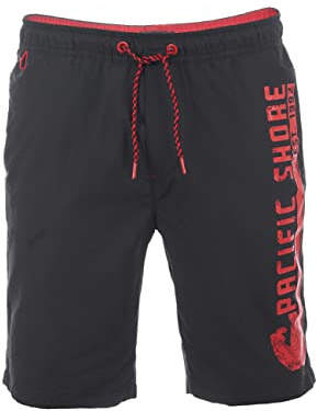 riverso Badbyxor herr regular fit RIVJannik badshorts sportbyxor simbyxor shorts korta byxor tryck elastisk midja svart blå röd grön orange S M L XL XXL 3XL 4XL 5XL, Svart – röd (64008), 3XL