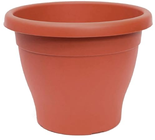 AC - Maceta Mediterránea - Plástico Resistente - Ideal para el Hogar, Plantas, Jardín, Decoración. - Cuidado de Plantas - Forma Redonda - Ø 20 cm - Color Marrón