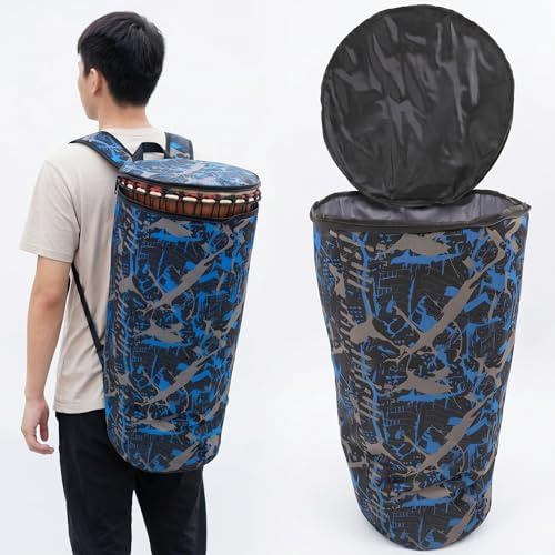 Beavorty Djembe Tasche 12 Zoll Gepolsterte Afrikanische Trommeltasche Wasserdicht Oxford Gigbag mit Camouflage-Muster Rucksack-Funktion für 60cm Trommel Transport und Schutz