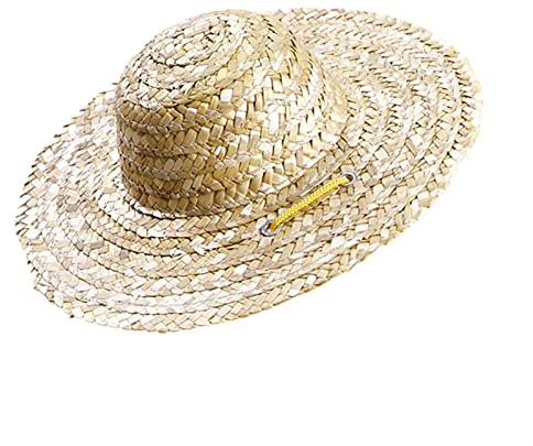 Sombreros para mascotas 1 pieza Sombrero de sol para mascotas Paja tejida a mano ajustable Mascotas Perro Sombreros Clásico Sólido Farder Sombrero Accesorios para Mascotas (Color: Amarillo, Talla: M)
