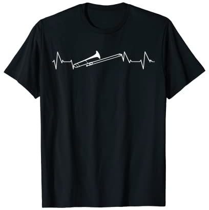 T-Shirt mit Posaunen-Musik, Herzschlag, Posaunenspieler, Geschenk T-Shirt