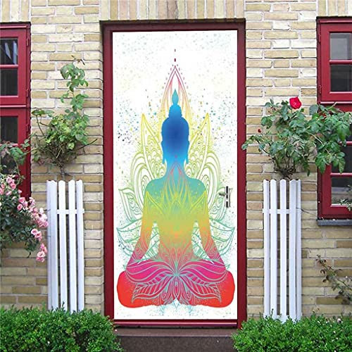 3D Innentür Türposter Türtapete Türaufkleber 90 X 200 Cm Abstrakte Buddha-Yoga-Kunst Selbstklebend Türfolie Poster Tapete Wandtattoo Tür Wandbild Aufkleber Schlafzimmer Bad Büro Hause Deko