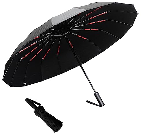 Luwint Windproof Umbrella Folding Travel Umbrella, Compact Wind Resistant, Automatic Portable Umbrella for Rain, UV Protection (Black)