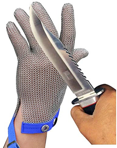 Samnuerly Anti Cutting Gloves Metal Cut Resistant Chain Mail Gloves, Chef Safety Work Gloves Protective Gloves, For Peeling Oyster Shells (Size : A pack of one/S)