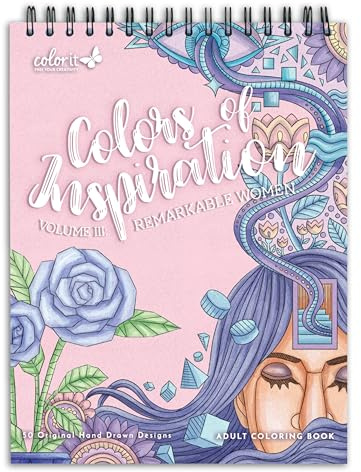 ColorIt Colors of Inspiration, Band III: Bemerkenswertes Malbuch für Erwachsene, Spiralbindung, 50 ermächtigende Zitate und Affirmationen, dickes Papier, perforiertes Papier, flach liegen, fester