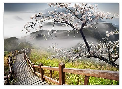 WTD H839Z_NS1A2 Sticker mural décoratif Motif fleurs de cerisier du Japon 59,40 x 42 cm