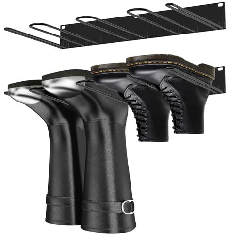 Sibosen Stiefelhalter,2 Stück Schuhregal Metall Wandhalterung, Stiefelaufhänger,Schuhregal für Stiefel,Cowboystiefel-Organizer,hohe Stiefel für Schrank, Eingang, Outdoor,Garage 41.5X23.5cm