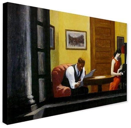 Room In New York – Wandkunst von Edward Hopper – gerahmte Leinwand auf Leinwand (A2, 61 x 41 cm)