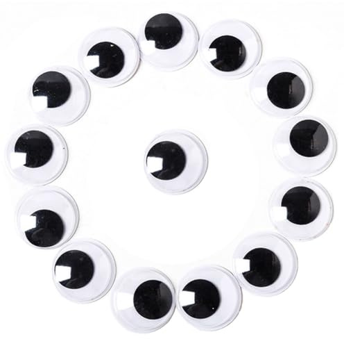 Qikaara 100 Stück Selbstklebende Wackelaugen große 30mm Kulleraugen Selbstklebend Kunststoff Augen zum Basteln Puppe Augen Schwarze Bastelaugen Big Wiggle Googly Eyes für DIY Kunsthandwerk Dekoration