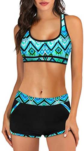 pvucpot Costume Donna Due Pezzi da Spiaggia Hawaii con Stampa Bikini Donna Vita Alta tezenis Mare Piscina Reggiseno Imbottito Pantaloncino da Bagno Costumi da Bagno Donna Curvy da Spiaggia 2024
