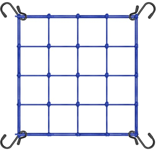 Rete Ragno Elastica, Accessori Moto, Corda Elastica Con Gancio per Casco e Bagaglio, Rete Bicicletta e Portapacchi, Blu, 25x25cm