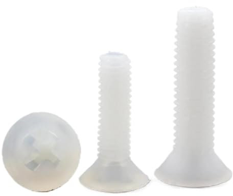M2 M2,5 M3 M4 M5 M6 M8 Weiß/Schwarz Nylon Kunststoff Senkkopfschraube Flachkopf Kreuzschlitzschrauben Länge 4–40mm (30 Stück), Weiß, M2x6