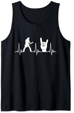 E-Gitarrist Pommesgabel Herzschlag Design für Heavy Metal Tank Top