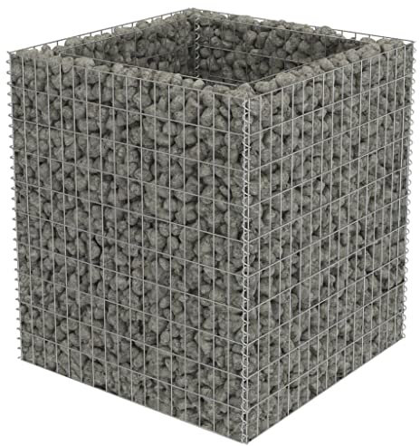 Makastle Lit Surélevé à Gabion Métal Galvanisé, Lit de Jardin Surélevé Jardinière à Gabion Bac à Fleurs Pot de Plantes pour Un Parterre de Fleurs/Plantes dans Le Jardin, 90x90x100 cm