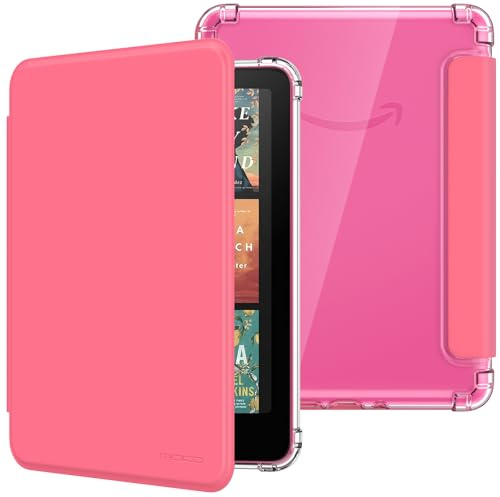 MoKo Hülle für 7 Kindle Paperwhite 12. Gen 2025/2026 & Kindle Colorsoft Signature Edition 2024, Ultraklar Weich Transparent Rückseite Leicht Schutzhülle mit Auto Schlaf/Aufwach, Wassermelone Rot
