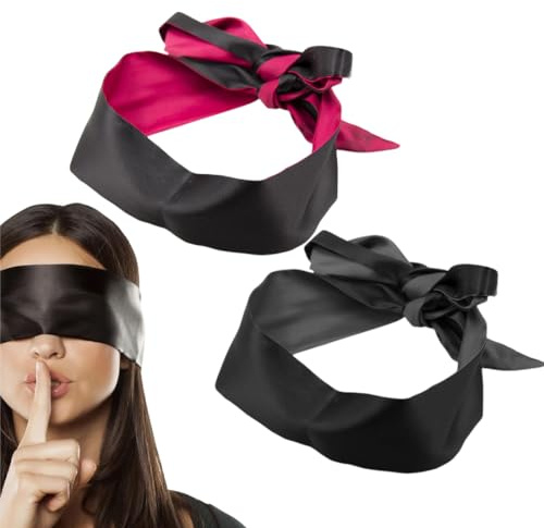 2 Stück Satin Augenbinde, 160 * 80cm Weiche Schlafmaske, Weiche Augenbinde Schlafmaske Verstellbar Verdunkelungs-Augenschutz Reise-Augenmaske für Frauen Männer Nachtschlaf Reise Nickerchen Meditation
