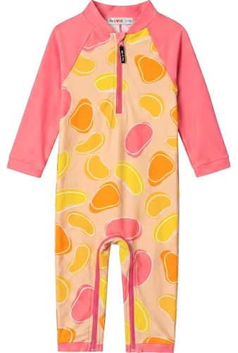 weVSwe Baby flicka baddräkt i ett stycke UPF 50+ långärmad flicka Rash Guard med stegdragkedja 0–3 år, Rosa frukt, 24 månader