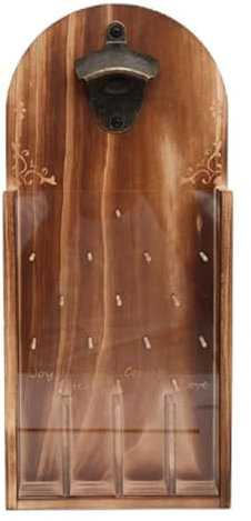 Bieröffner Wand Magnetischer, Flaschenöffner Holz mit Auffangbehälter - Magnetischer Flaschenöffner Wand mit Kronkorken Sammler, Bierflaschenöffner Geschenk für Männer und Bierliebhaber(Holzfarbe)