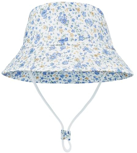 FenFang Sombrero de Sol Verano Bebés, Gorro Pescador Playa Algodón Niñas Niños, Unisexo Sombreros ala Ancha UV Protección Exteriores Viajes 1 2 3 4 Años
