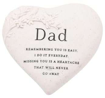 Thoughts of You Graveside Branch Heart – Dad | Memorial Plaque with Sentimental Verse & Branch Detail | Heart-Shaped Resin Ornament for Grave or Home Tribute