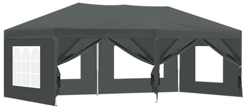 CQJJXKYC Zeltgarage Gartenpavillon 3x6m Pop Up Faltzelt 6 Seitenwände Wasserdicht Winterfest UV-Schutz Carports(Gray)