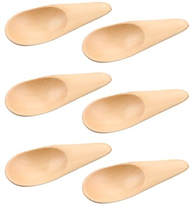 Bojueshaw 6Pcs Small Wooden Spoons,Mini Tea Spoon,Natural Wooden Measuring Spoons for Spices Jars Sugar Salt Sauce Honey Kitchen