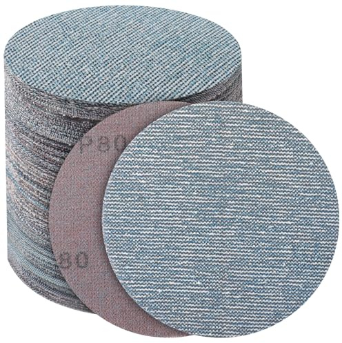 PMIQSA 50 Pièces Disques Abrasifs 125mm Maille Grain 80 | pour Bois Mastic Peinture Ponceuse Excentrique