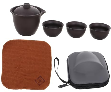 CIYODO Service à Thé Portable Design Élégant Rétention de Chaleur en Céramique avec 1 Théière et 3 Tasses Plusieurs styles Camping Voyages