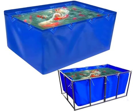 Rivestimenti Flessibili e Pieghevoli per laghetti per Pesci, per acquari, Piscine, laghetti, Grandi, con Occhielli - Senza Telaio, in Tela PVC, per vasche di Raccolta temporanee, p