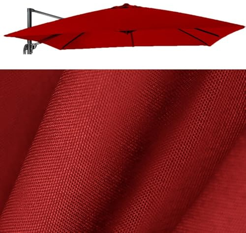 VLKLPZAHAK Baldacchino Quadrato di Ricambio per Ombrellone da Giardino 250cm 300cm Offset Parasole Copertura di Ricambio, 8 Nervature Ombrellone in Tela per Esterno(Burgundy,3x3m (9.8x9.8ft))
