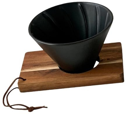 Filtro de café portátil de porcelana y madera, hecho a mano, cónico, cono, accesorios de oficina