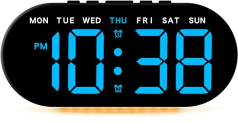 LAIOUSN Elegante orologio da comodino con grande schermo a LED con visualizzazione data ora temperatura per studenti camera da letto o studio sveglia per anziani