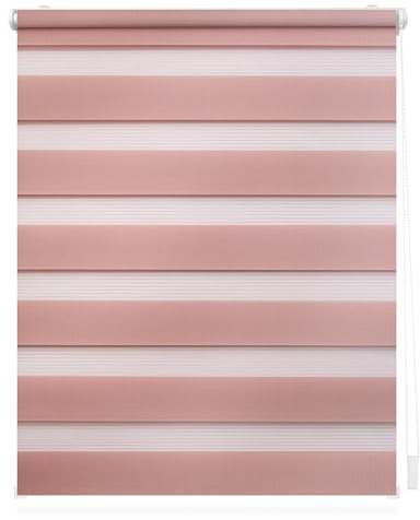 Lichtblick Doppelrollo Blickdicht Altrosa 70 cm x 150 cm (B x L) | Duo Rollo, Rollos für Fenster ohne Bohren, Doppelrollo Klemmfix ohne Bohren, Streifen, Klemmträger-Montage, Sichtschutz