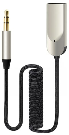 Aux Bluetooth 5.4 Adapter mit 80 cm geflochtenem Kabel,kabelloses Musikstreaming und Freisprechanrufe für Auto,Heim-Stereoanlagen,Lautsprecher,Verstärker und Audiosysteme, USB-betrieben, Metallgehäuse