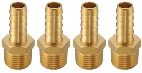 QUARKZMAN 4 Piezas De Racor De Latón con Púas 3/8 NPT Macho A 3/8 ID De Manguera para Conexión Directa De Tubería para Cerveza Casera Conector De Torre Roscado Construcción Duradera
