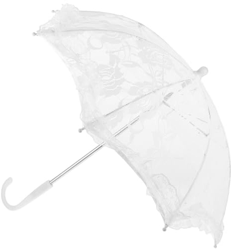 DOITOOL Lace Parasol Umbrella for Wedding Photography and Bridal Costume Decoration, Lightweight White Lace with Ergonomic Handle and Multi-functional Design, Classic Romantic Style