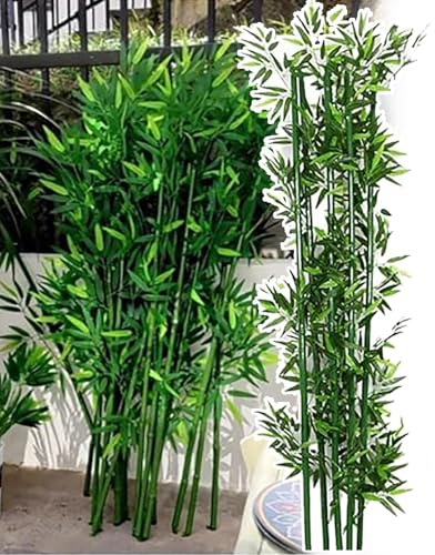 WHRAOY Grand Bambou Artificiel (Lot de 10 À 100), Plante Artificielle Réaliste (1 À 2 M), avec Feuilles/Facile À Nettoyer, pour L'intérieur Et L'extérieur, pour Effet Naturel,2M,100pack