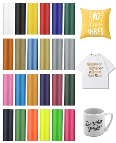 ALONK 24 Stück Infusible Ink Folie 11.5x30.5 cm, Unschmelzbare Sublimationspapier für DIY T-Shirt, Stoffe (24 Farben Glitzer)