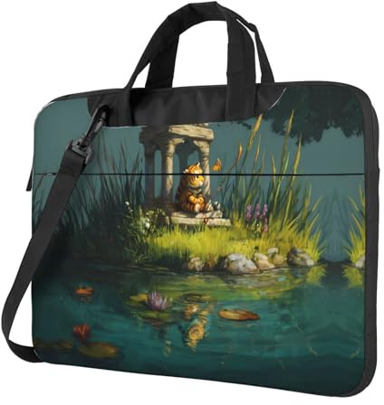 WZYWHJ Piccola tigre nel padiglione Stampa Ultra-sottile borsa portatile monospalla accessori per computer portatile morbida antiurto per laptop, Nero , 13 inch