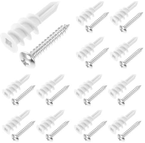 Kisangel Kit di Tasselli a Vite per Cartongesso 100 Pezzi, Ancoraggi Autoperforanti e Argentati in Nylon e Ferro, Viti Autofilettanti Resistenti per Fissaggio a Muro e Supporto