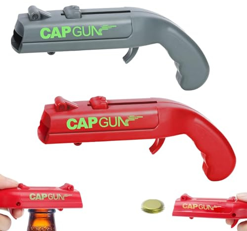 2 Stück Capgun Flaschenöffnerlustig,Cap Gun für Party, Bar & Home | Flaschenöffner,Gadget,Biergeschenke für Männer, Flaschenöffner Lustig für Party, Bar & Home