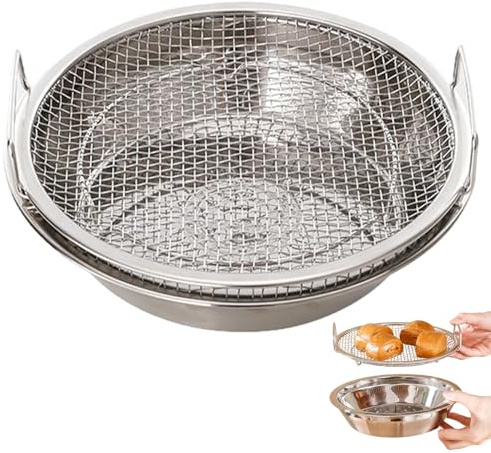 colador de malla individual | Colador de acero inoxidable, coladores para freír y escurrir de 8 pulgadas para cocina, rejilla para freidora de aire
