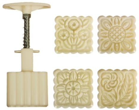 75 g Piece Mooncake Mould Set as a Moon Cake Mould for Making Moon Cake Yourself and Mamoul Shaper with Flower Mooncake Mould (F)