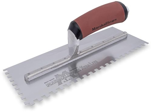 MARSHALLTOWN Standard Notched Trowel, Square Notch, 6x6x6 mm Notch Size, DuraSoft Left-Handed, Flooring and Tiling, Tile Tool, Made in the USA, 702SDL