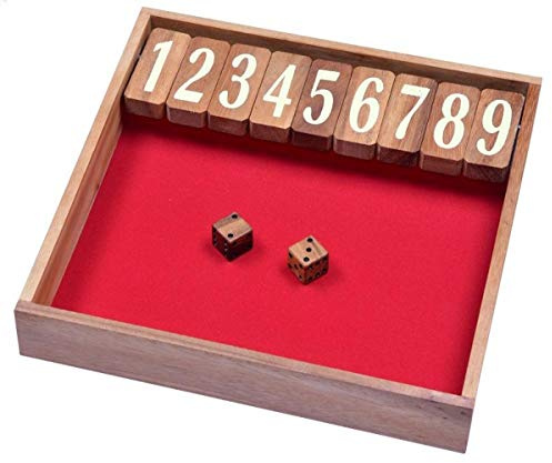 LOGOPLAY Jackpot storlek XL – Shut The Box – flip-spel – tärningsspel – brädspel – leklåda av trä