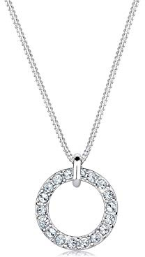 Elli Collier Femme Pendentif Cercle Découpé avec Cristaux en Argent Sterling 925