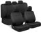 BDK PolyPro Fundas de Asiento, Juego Completo, Fundas para Asientos Delanteros y Traseros Tipo Banco Dividido, fáciles de Instalar para Coches, Camiones, Furgonetas y SUV, Negro sólido
