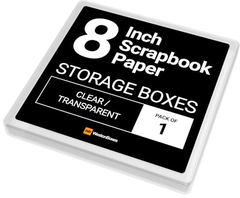 WestonBoxes Scrapbook förvaringsbox för pappersdyna för 20 x 20 cm papper och kort perfekt för att skydda dyrt hantverkspapper (transparent, 1-pack)
