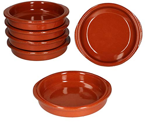 MamboCat Cazuela mit Griff 6er Set Schalen Bernd 100ml Auflaufform rund 12cm aus Ton glasiert Größe S I Ton hitzebeständig für Auflauf Tiramisu Fingerfood I Unikat Handarbeit Vintage I Mittelalter